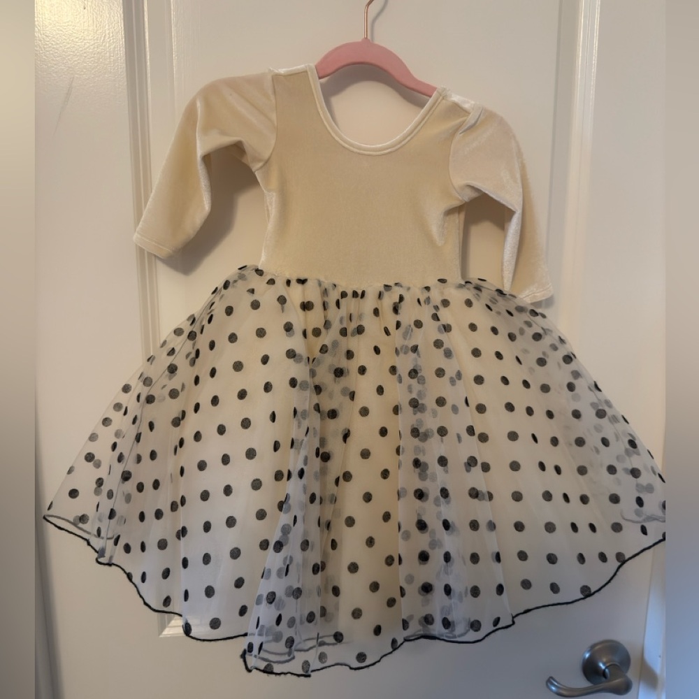 2T Pleiades velvet and tulle polka dot dress.